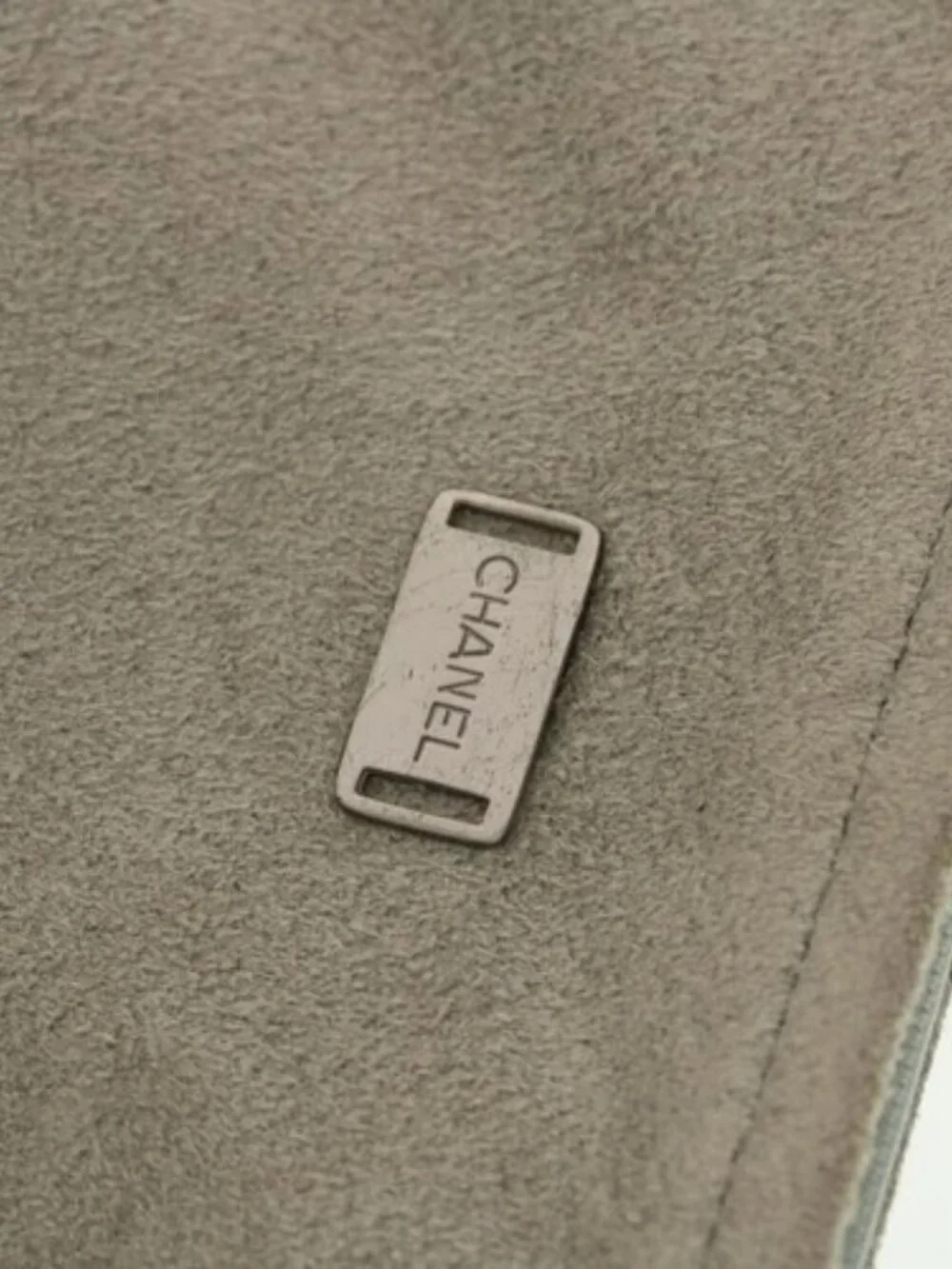 CHANEL Wall Hanging Pouch Suede Gray CC Auth bs5681